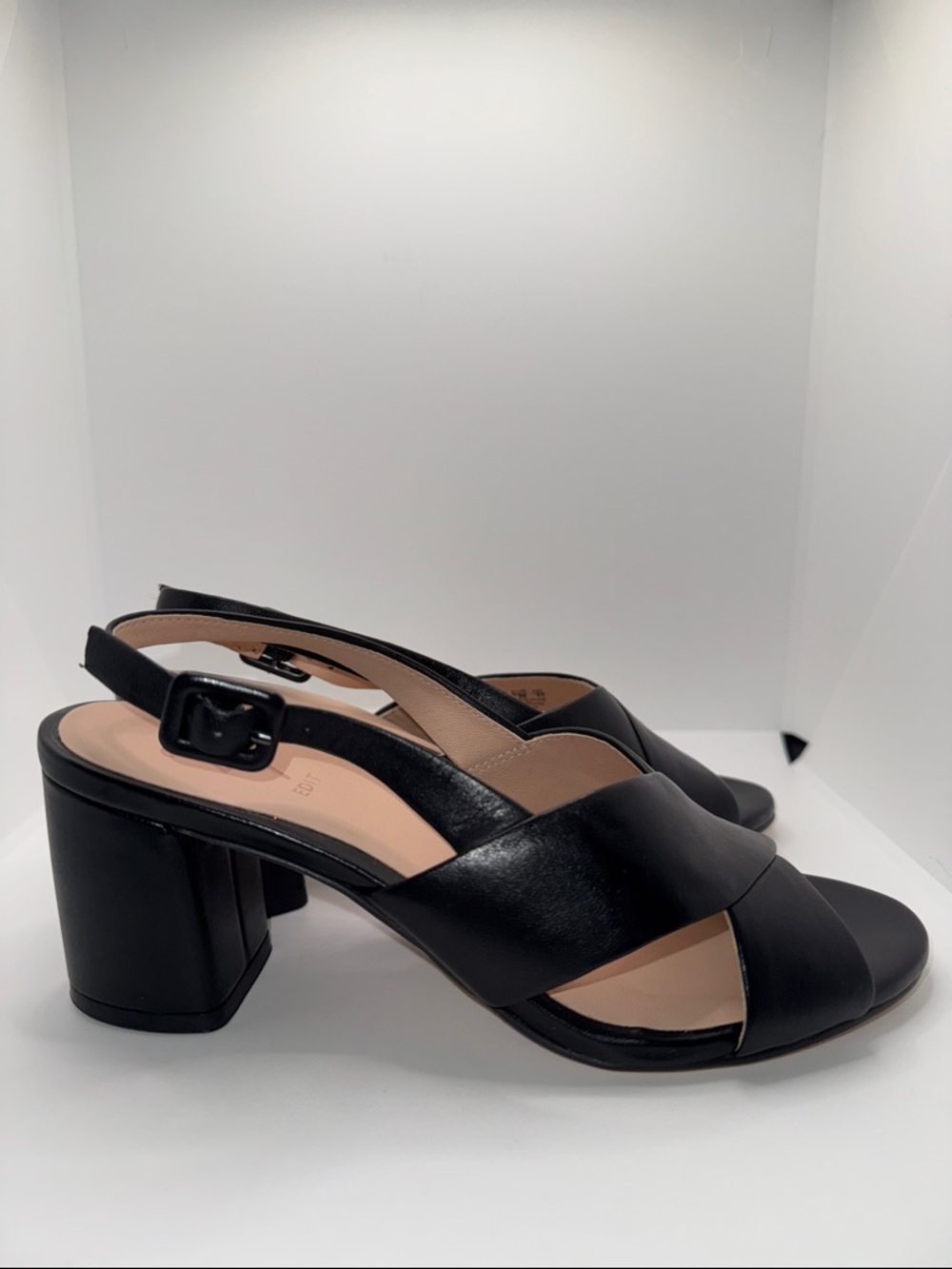 27 Edit Naturalizer Della Slingback Sandals Heel Black Leather Women’s 5